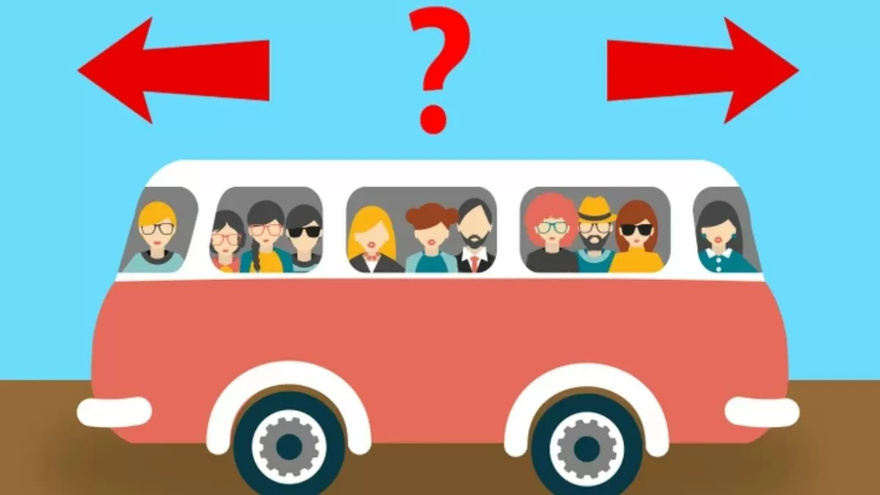 Which direction is the bus travelling in