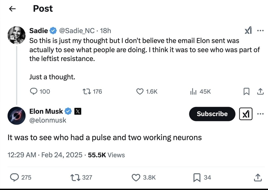 Elon Musk shares real reason for ultimatum email sent to all federal employees