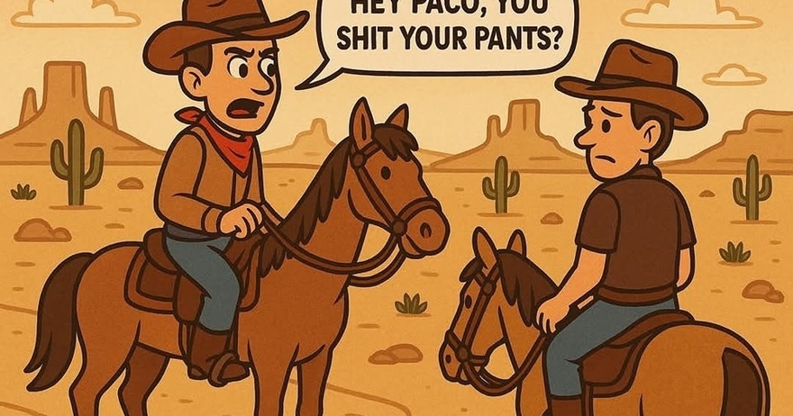 Pablo and Paco are riding through the desert on their horses.