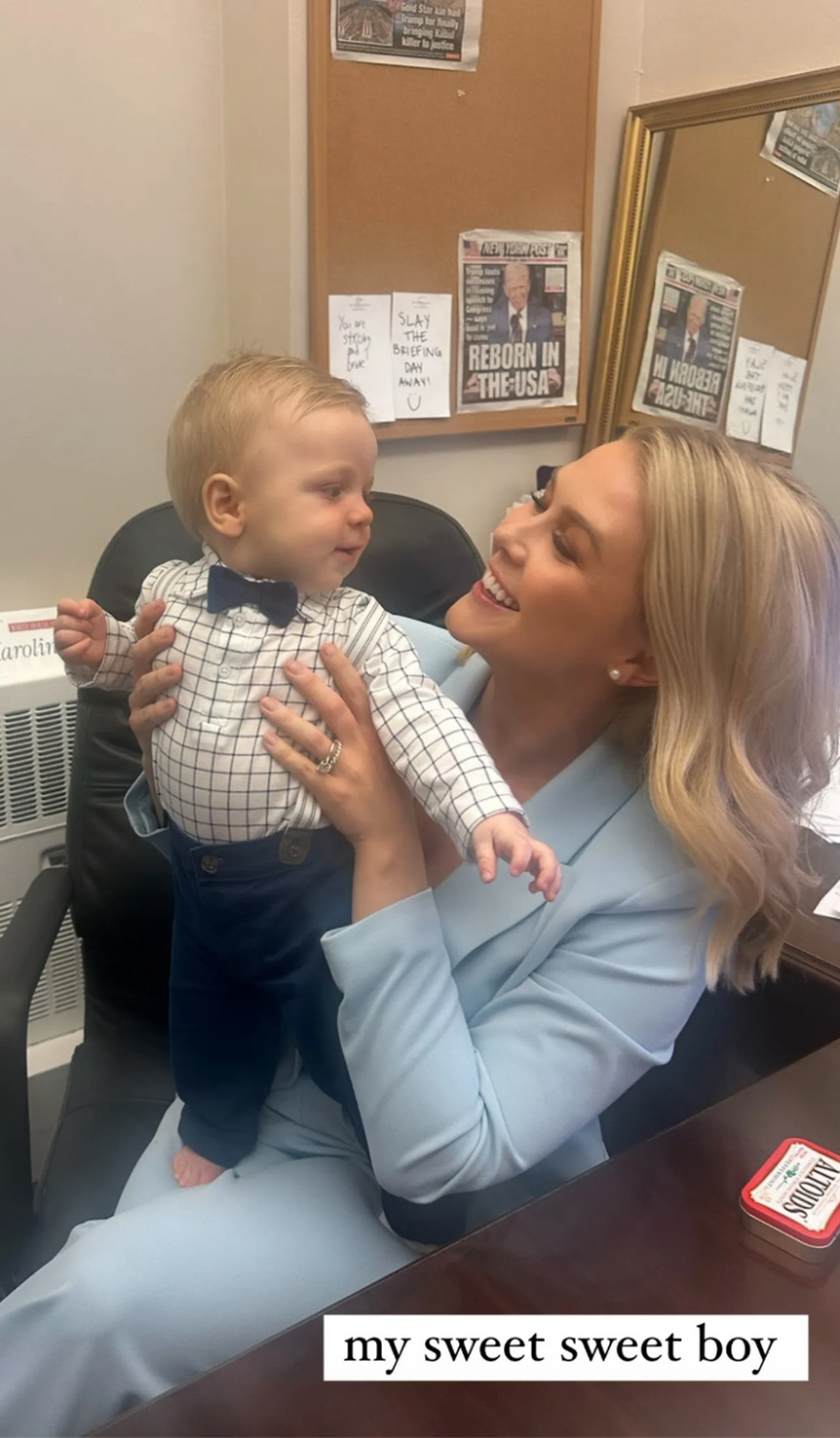 A surprise visit: Press Secretary Karoline Leavitt shares new photos with husband and baby boy at work