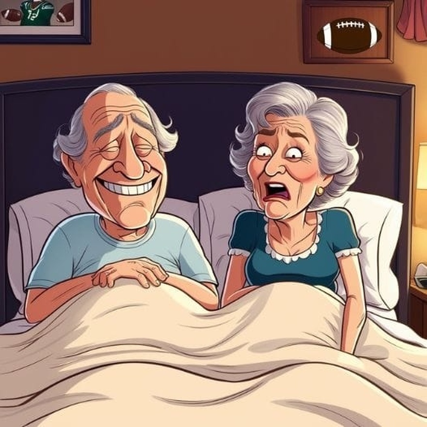 An elderly married couple had just settled into bed