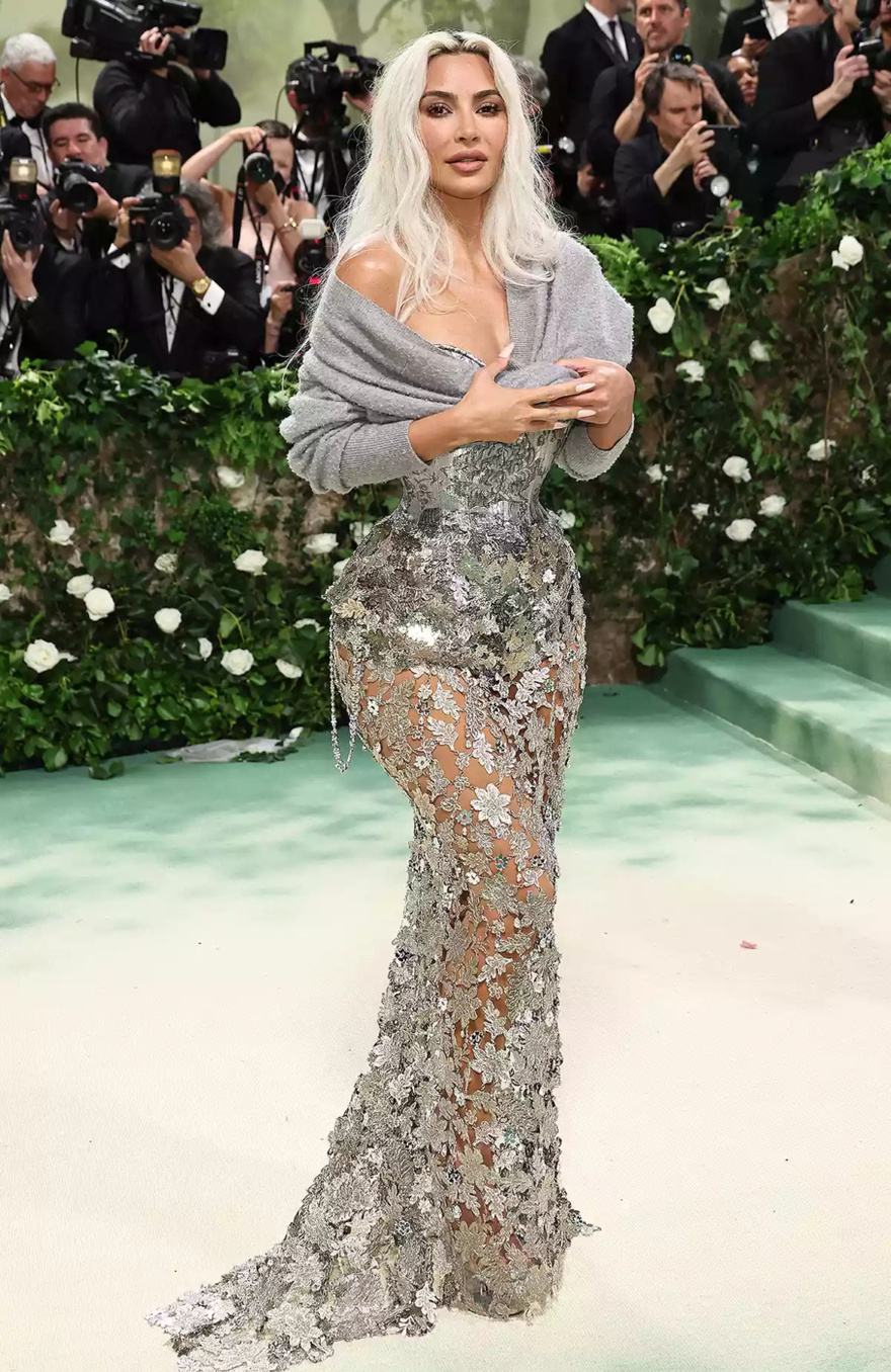 Kim Kardashian Is Dripping in Diamonds, Pearls and Head-to-Toe Leather at the 2025 Met Gala