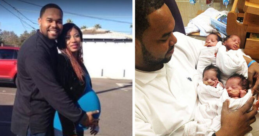 Man becomes single dad to quadruplets after wife dies giving birth