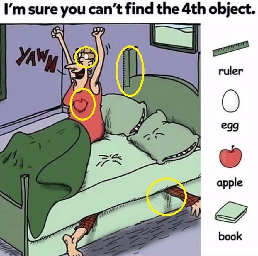 Find Pizza, Comb, Fork, Ice Cream.
