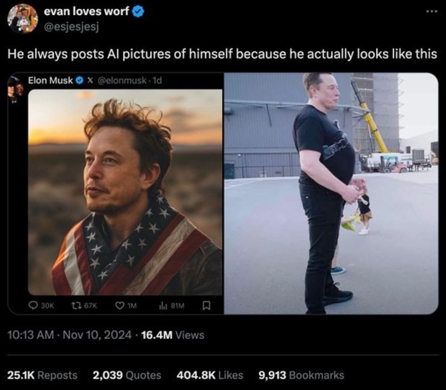 Elon Musk stomach, Fake barrel chest picture goes viral.