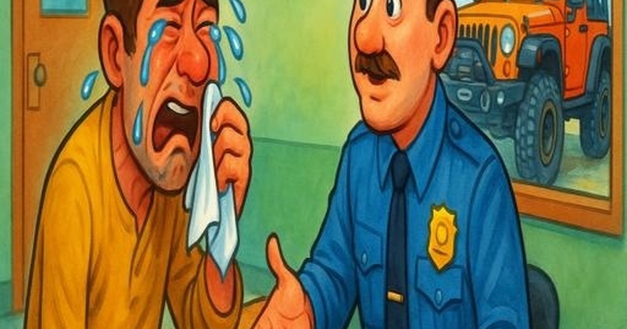 A man walks into a police station in tears
