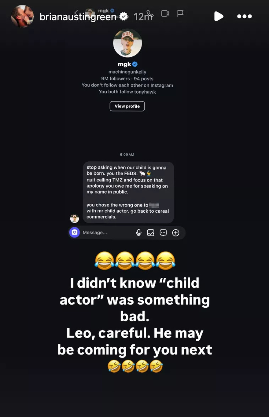 Brian Austin Green Slams Machine Gun Kelly After the Singer DMs Him to Stop Asking When Baby with Megan Fox Is Due