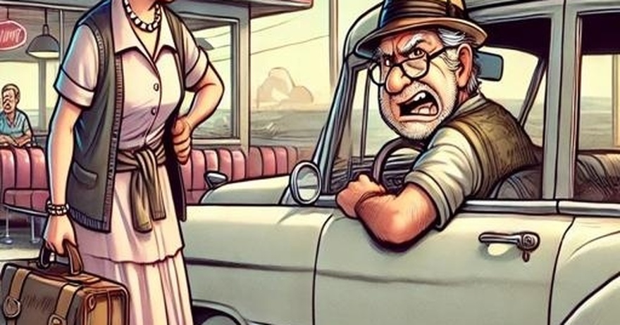 While on a road trip, an elderly couple decided to stop at a roadside diner for lunch.
