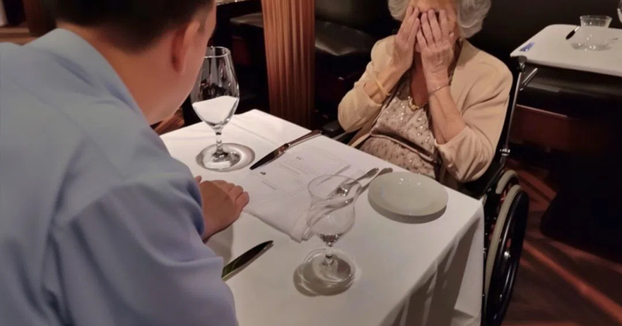 Son Makes Elderly Mother in Wheelchair Cry at Restaurant, Apologizes When Owner Steps In