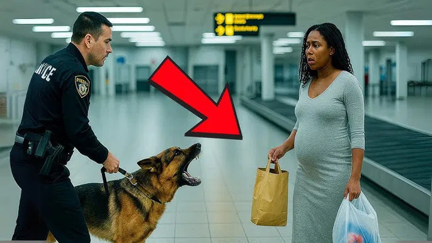 Pregnant woman relentlessly harassed by police dogs