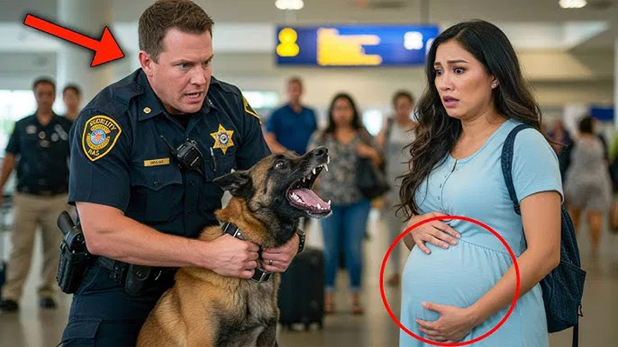 Pregnant woman relentlessly harassed by police dogs