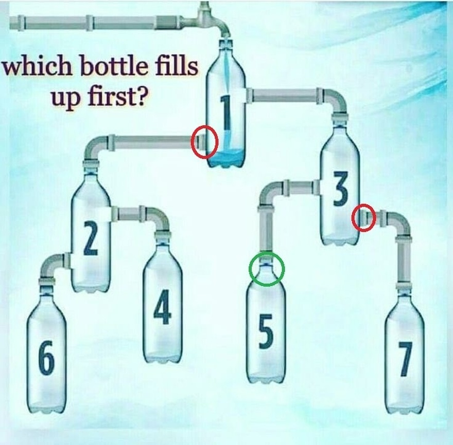 Which bottle will up first?