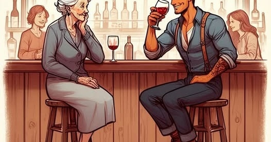 A 75-year-old woman sat at the bar in Rusty Anchor’s Tavern, waiting for her husband.