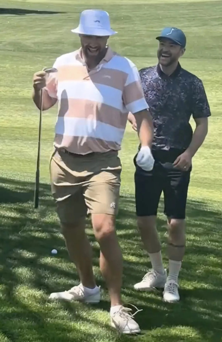 Travis Kelce Shows Off His Moves and Lip-Syncing Skills as Justin Timberlake Becomes His ‘Backup Dancer’ on Golf Course